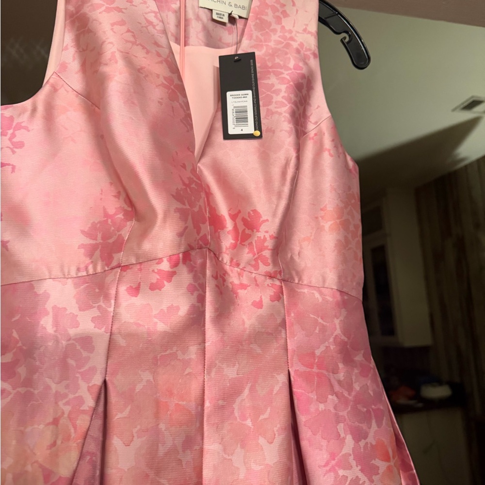 Sachin + Babi Pink Floral Jacquard Fit-and-Flare Dress